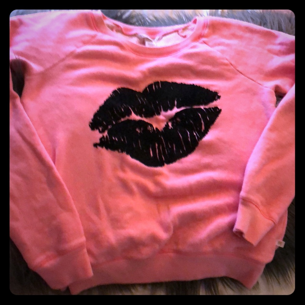 Victoria Secrets lips Pink & Black Sweatshirt